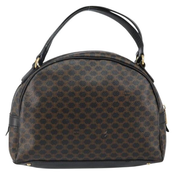 CELINE Macadam Canvas Hand Bag Pvc Leather Black Gold - Picture 3 of 13